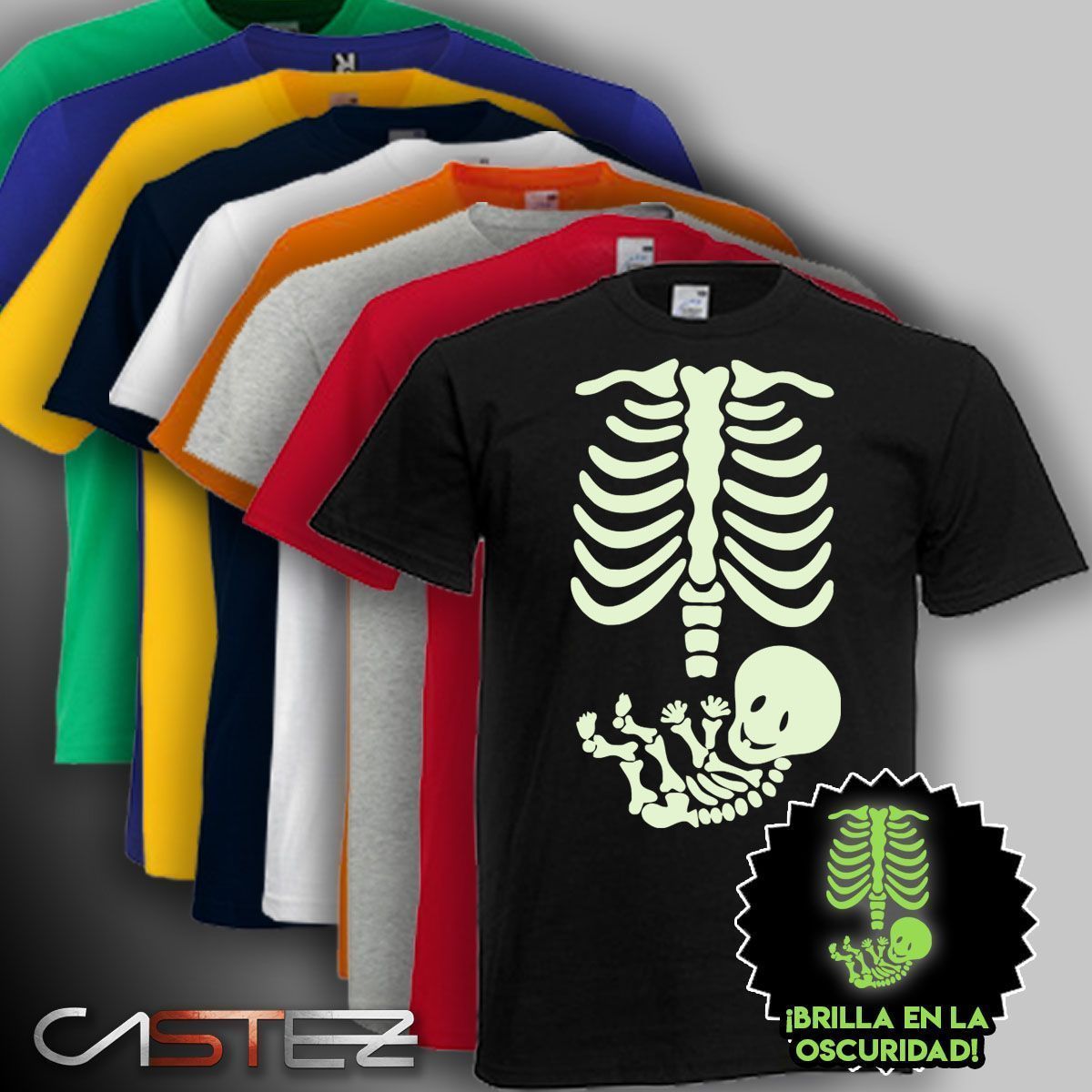 Camiseta Luminiscente Esqueleto Bebe