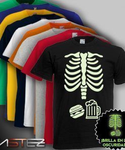 Camiseta Luminiscente Esqueleto Comida