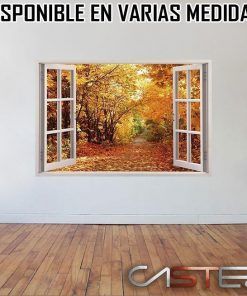 Vinilo Ventana Bosque Otoño