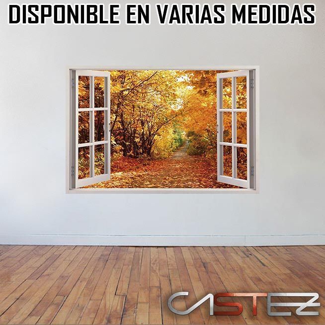 Vinilo Ventana Bosque Otoño