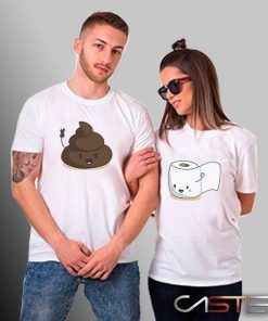 Camiseta Parejas Caca Papel Higienico