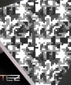 Vinilo Camuflaje Poligona Pixel Ártico Blanco Negro 2