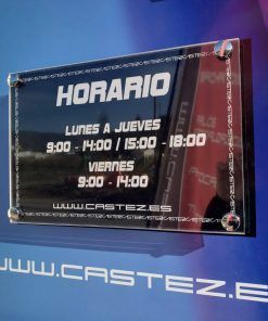 placa horario metacrilato