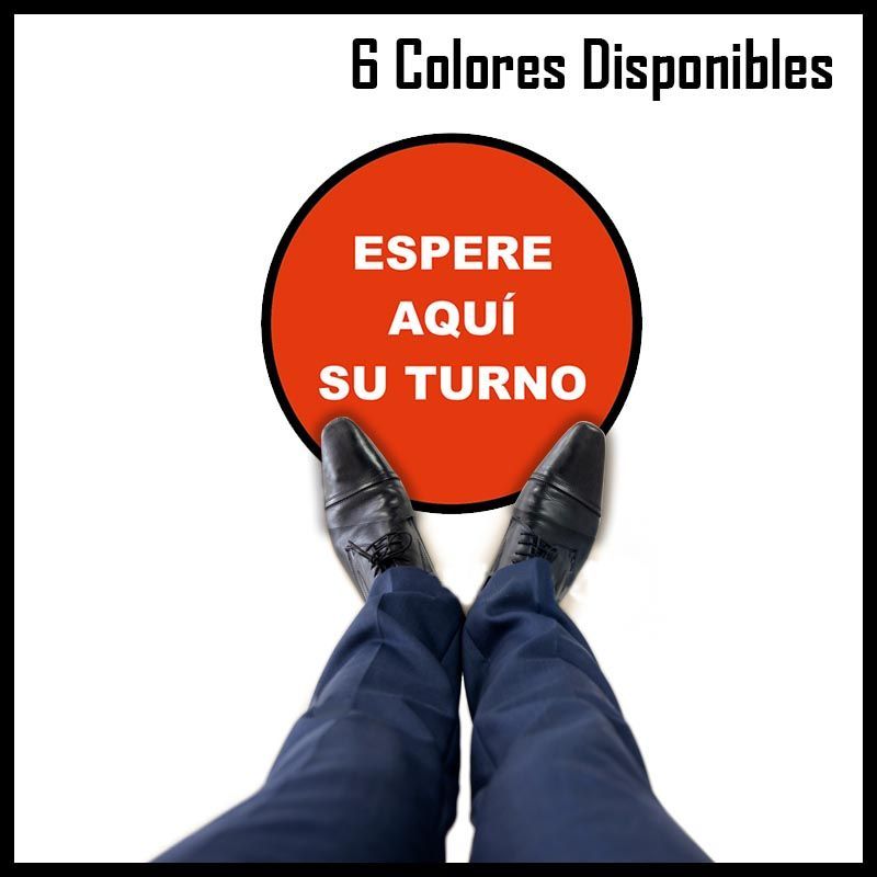 Vinilo Espere su Turno Aquí - Adhesivo Suelo Circular