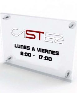 Placa Horario Rectangular Metacrilato Doble