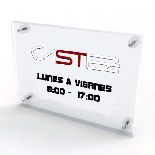 Placa Horario Rectangular Metacrilato Doble