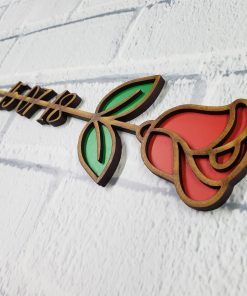 Alternative view of Rosa personalizada de madera con fecha