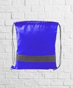Mochila azul con banda reflectante