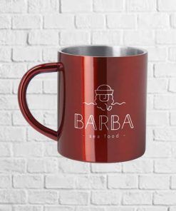 taza metalica con doble pared a color roja