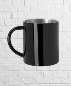 taza metalica con doble pared a color negro