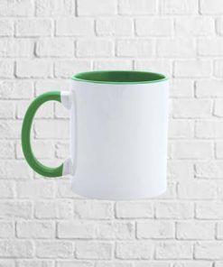 Taza de cerámica con interior y asa de color