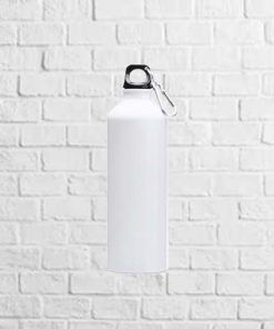 botella de aluminio con mosquetón blanco