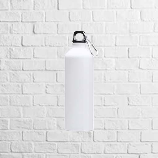 botella de aluminio con mosquetón blanco