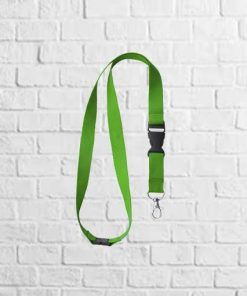lanyard con mosqueton y cierre de seguridad verde