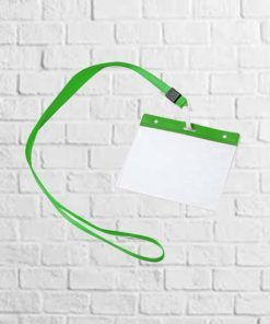 Lanyard con mosquetón e identificador verde