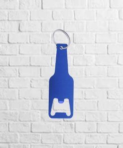 llavero abridor con forma de botella azul