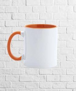 Taza de cerámica con interior y asa de color