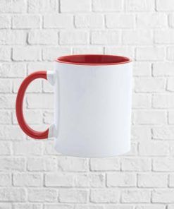 Taza de cerámica con interior y asa de color