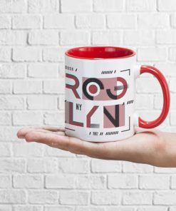 Taza de cerámica con interior y asa de color