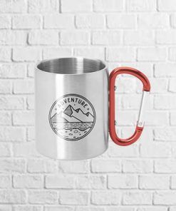 taza metálica con mosquetón