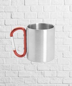 taza metálica con mosquetón