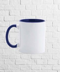 Taza de cerámica con interior y asa de color