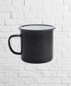 taza metálica negra