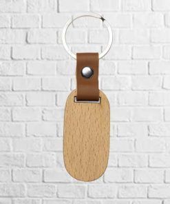 llavero de madera con polipiel