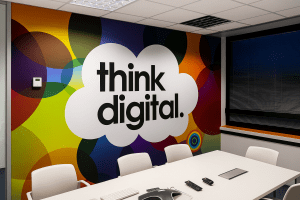 Rótulo de comercio con vinilo de impresión digital