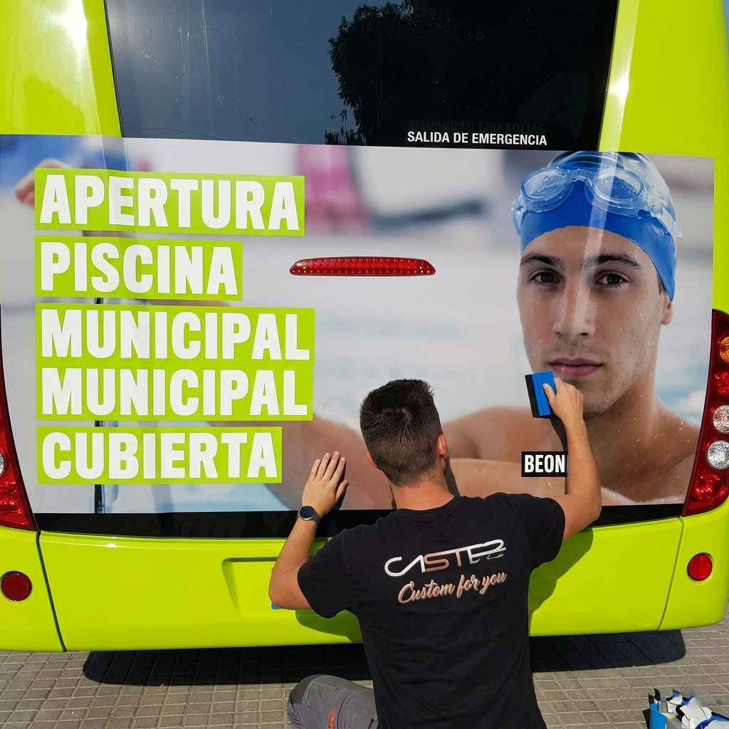 Instalación profesional de vinilos en autobús publicitario Instalación de vinilos en autobús para rotulación publicitaria