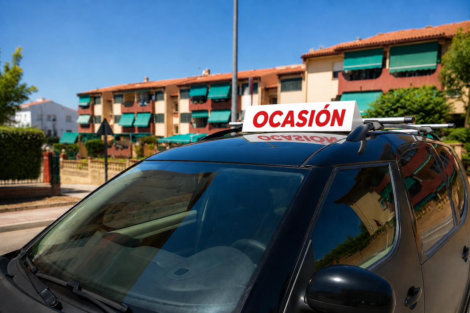 cartel-ocasion-coche-venta-personalizado.webp Cartel de ocasión para venta de coches personalizado con teléfono y datos.